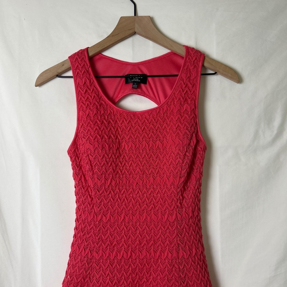 Guess Womens Chevron Lace Cutout Fit and Flare Dress Size 4 Pink Cocktail Party - Picture 2 of 10
